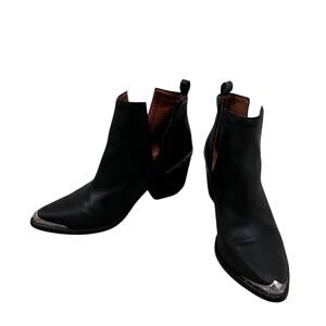 Jeffrey Campbell Cromwell Cutout Western Boots Womens Size 8.5 Black Metal Toe